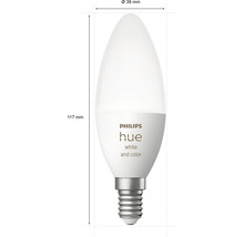 Becuri LED RGBW variabile Philips Hue E14 5,3W 320 lumeni, glob mat lumânare, 2 bucăți, Bluetooth-thumb-2