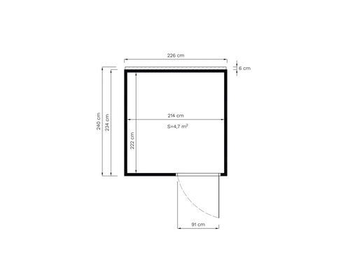 Plan cu dimensiunile 226 pe 240 centimetri
