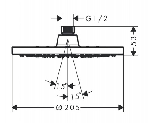 Desen tehnic cap de duș cu dimensiuni