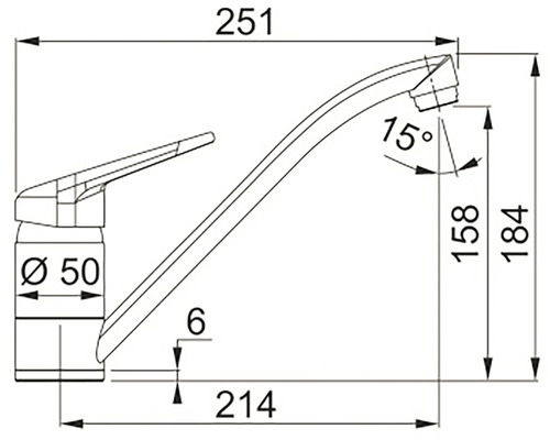 Desen tehnic al unei armături cu indicații de dimensiuni