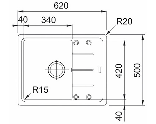 Desen tehnic al unei chiuvete cu dimensiuni