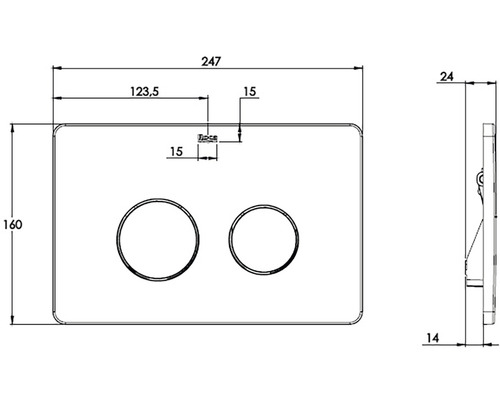 Desen tehnic al unui panou de operare cu dimensiuni