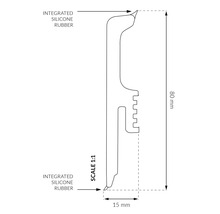 Desen al unei etanșări de duș cu silicon integrat și dimensiunile de 80 milimetri pe 15 milimetri