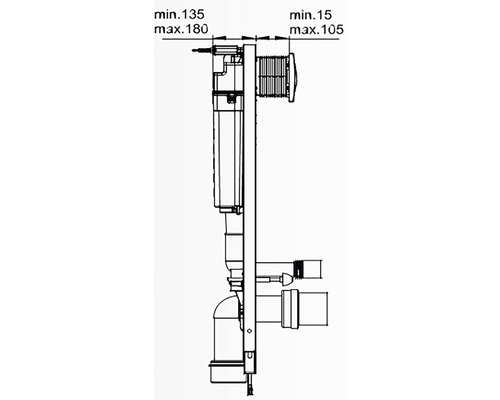 Desen tehnic al unei instalații de perete frontal cu dimensiuni