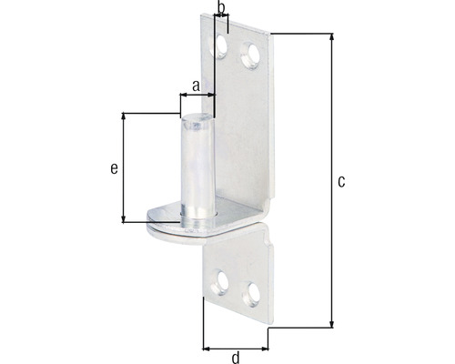 Cornier metalic cu știft și indicații de dimensiuni