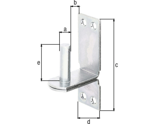 Imagine a unei balamale de ușă cu dimensiunile indicate.