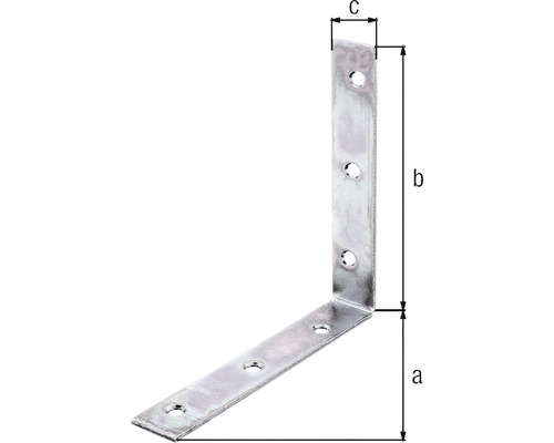 Conector unghiular cu dimensiunile a, b și c.