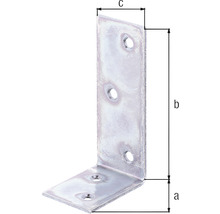 Conector de unghi cu găuri și indicații de dimensiuni a, b, c