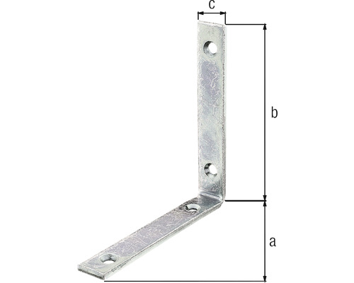 Conector unghiular metalic cu găuri și măsurători
