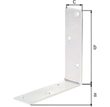 Conector unghiular cu găuri și dimensiunile a, b și c
