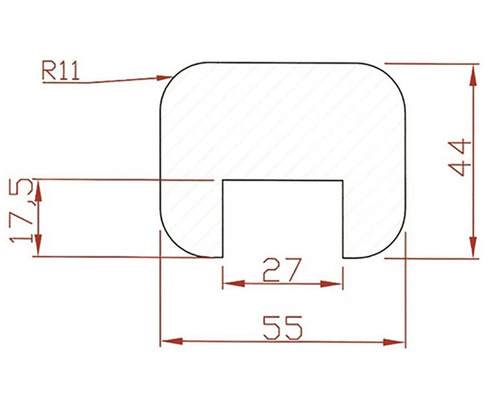 Desen tehnic al unui profil cu dimensiuni.