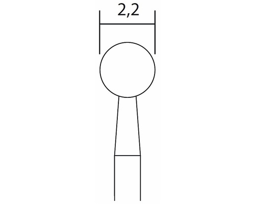 Desen tehnic al unui cap de știft cu indicația 2,2 pentru diametru