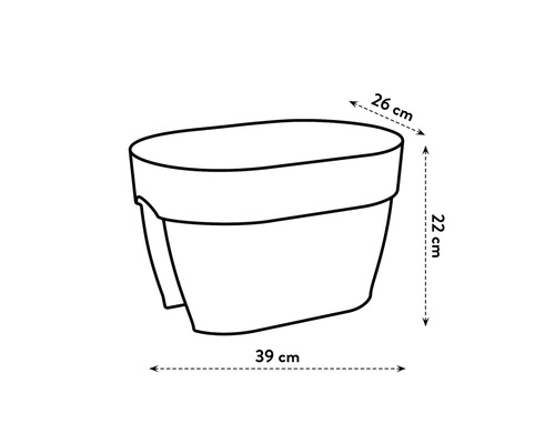 Schiță a unui ghiveci de flori cu dimensiuni în centimetri