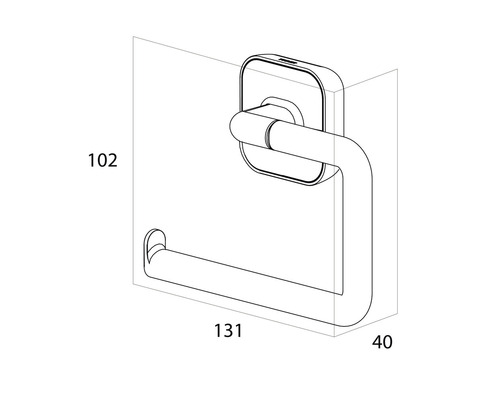 Desen tehnic al unui suport de hârtie igienică cu dimensiuni.