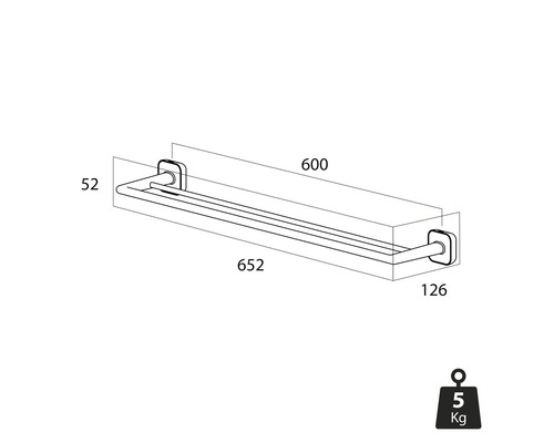 Desen tehnic al unui suport pentru prosop cu dimensiuni
