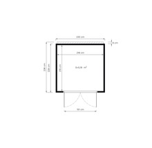 Planul unui cămin de grădină cu dimensiunile grosimii peretelui, suprafeței, lățimii și înălțimii