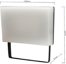 Lumină de perete LED cu dimensiunile de 105 mm lățime, 102 mm înălțime și 57 mm adâncime.