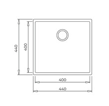 Desen tehnic al unei cădițe de duș cu dimensiunile 440 x 440 mm