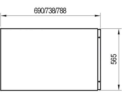 Desen tehnic al unui dulap cu dimensiunile 690, 738 sau 788 pe 565