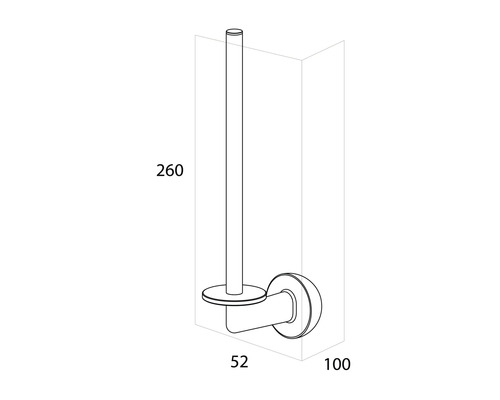 Suport hârtie igienică cu dimensiunile 260 x 52 x 100 mm