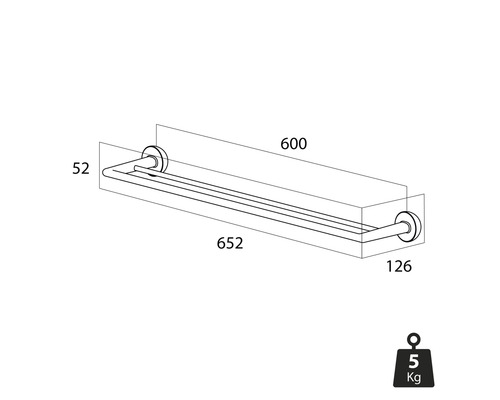 Desen tehnic al unui suport de prosop cu dimensiuni