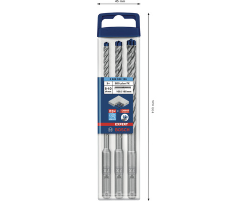 Set de burghie cu trei burghie SDS plus-7X de la marca Bosch