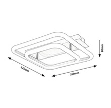 Desen tehnic al unei lămpi de tavan cu dimensiunile de 310 mm, 350 mm și 80 mm.