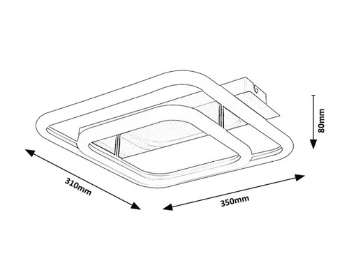 Desen tehnic al unei lămpi de tavan cu dimensiunile de 310 mm, 350 mm și 80 mm.