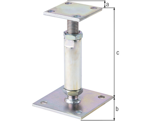 Picior de sprijin reglabil cu filet și placă pătrată