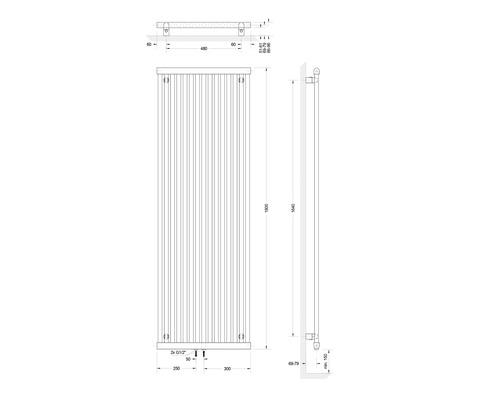 Desen tehnic al unui radiator cu dimensiuni