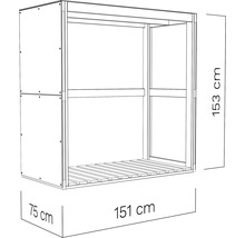 Suport pentru lemne de foc Bertilo 151x75x154 cm alb antracit