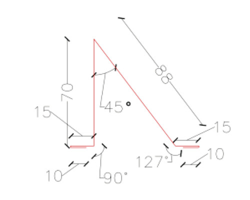Desen tehnic cu unghiuri și dimensiuni.