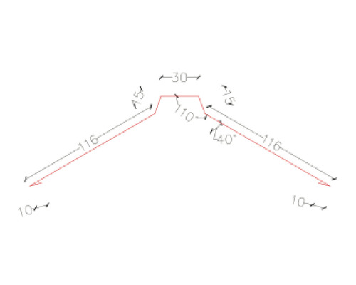 Desen tehnic al unui profil unghiular cu dimensiuni