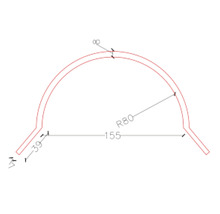 Desen tehnic al unei cleme de țeavă cu dimensiuni