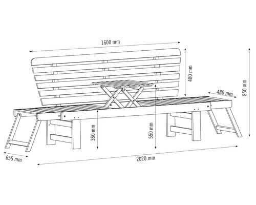 Dimensiunile băncii de grădină