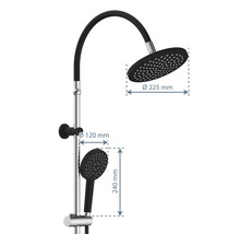 Sistem de duș cu comutator Schütte Matao, duș fix 1 funcție, pară duș 3 funcții, negru/crom-thumb-2