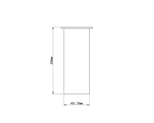 Desen tehnic al unui cilindru cu o înălțime de 250 mm și un diametru de 31,75 mm.