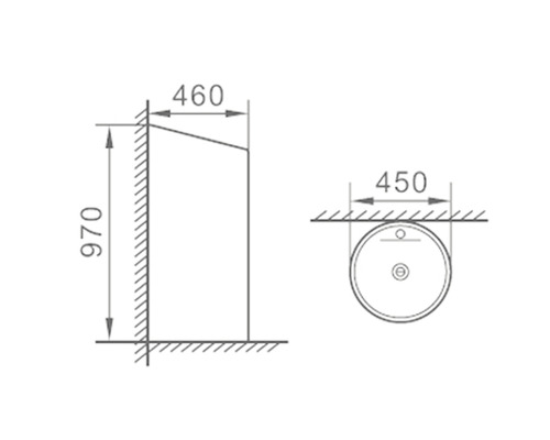 Desen tehnic al unui lavoar cu dimensiuni