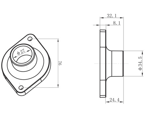 Desen tehnic al unei flanșe cu dimensiuni