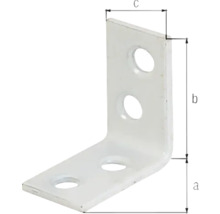 Conector unghiular cu trei găuri pentru fixarea componentelor