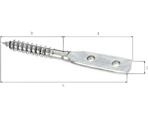 Imaginea prezintă un șurub pentru lemn cu ureche și dimensiuni.