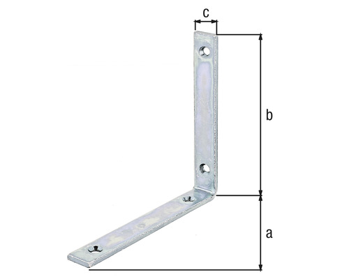 Conector unghiular metalic cu găuri de burghiu și dimensiuni
