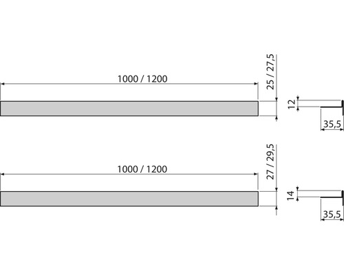 Desen tehnic a două profile din lemn cu dimensiuni