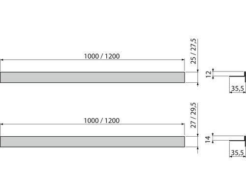 Desen tehnic a două profile din lemn cu dimensiuni