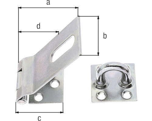 Imagine a unui zăvor cu ureche și indicații de măsurare