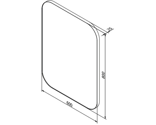 Desen tehnic al unui paravan de cadă cu dimensiunile 800 x 600 x 25 milimetri