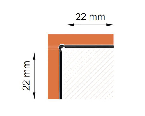 Imagine detaliată a unui profil cu dimensiunile de 22 mm