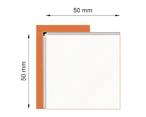 Desen tehnic al unui profil cu dimensiunile de 50 mm pe 50 mm