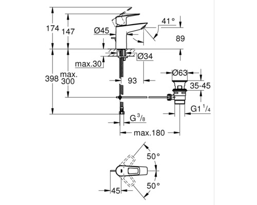 Desen tehnic al unei baterii cu toate dimensiunile relevante