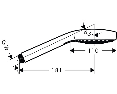Desen tehnic al unui cap de duș cu dimensiuni